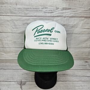 Vintage Sunbelt Snapback Trucker Hat Green / White Pearsol Corp. Cleveland Ohio